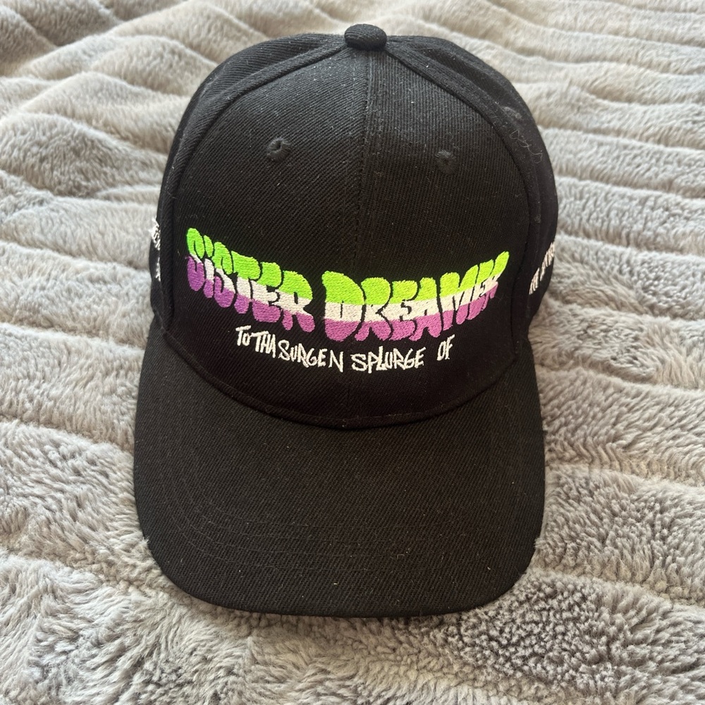 Black 'SISTER DREAMER' Graphic Baseball Cap - Neon Green & Purple